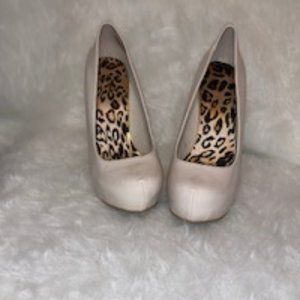 Nude Patent Leather Pump/Rhinestone Heel